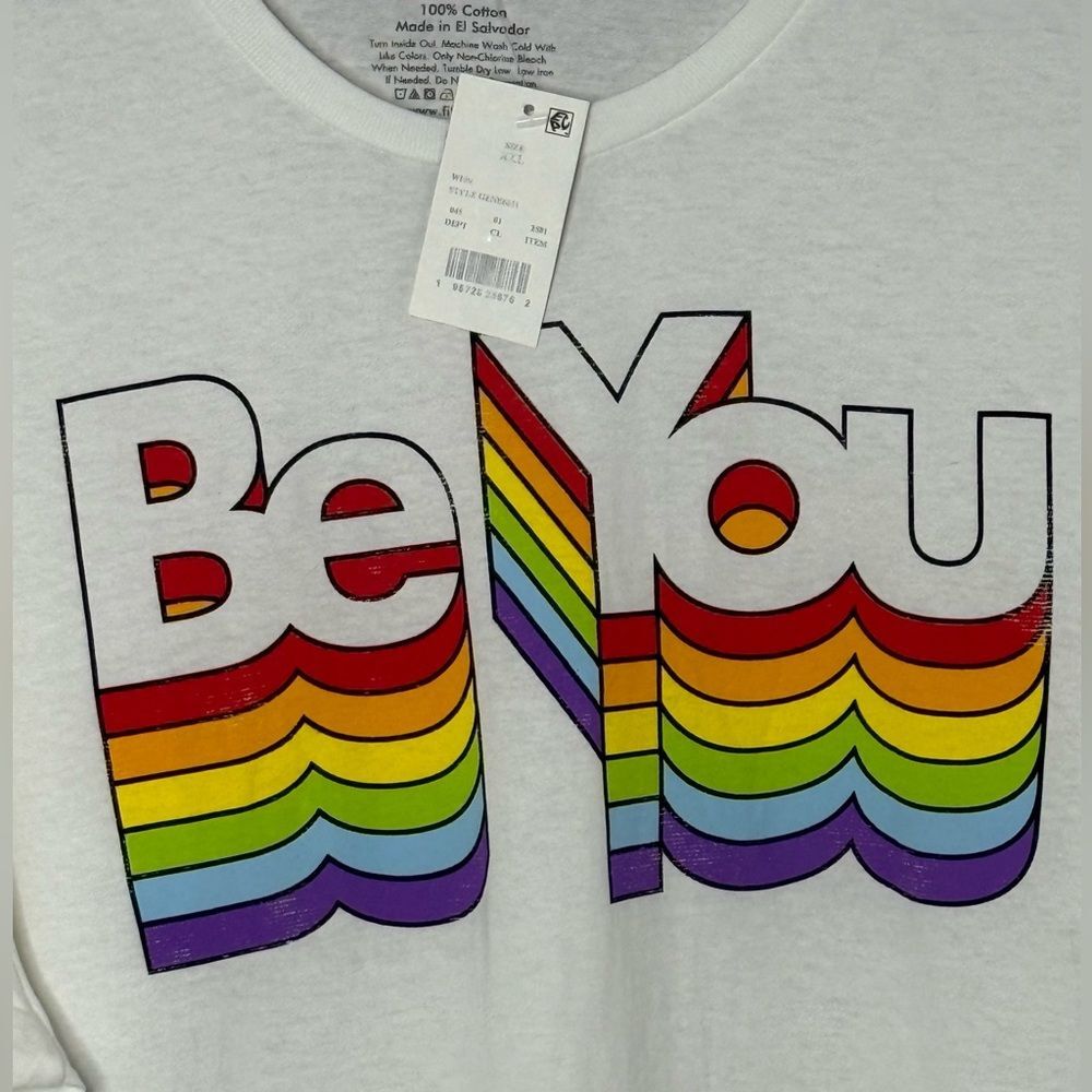 Fifth Sun “Be You” Rainbow Pride Graphic White Tee Unisex LGBTQ Shirt XXL New! - Picture 4 of 5